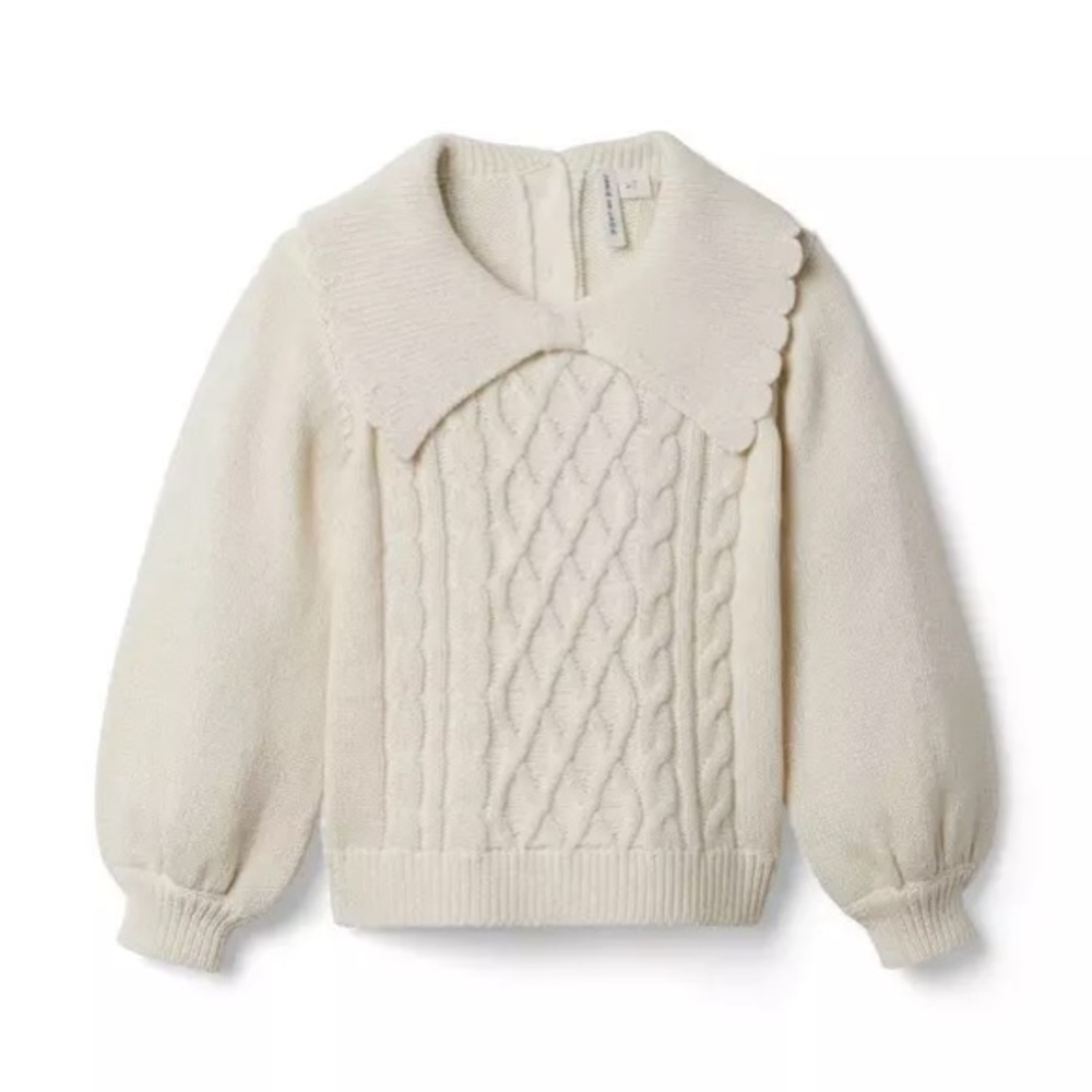 Janie And Jack Cable Knit Scallop Collar Sweater - Picture 5 of 16